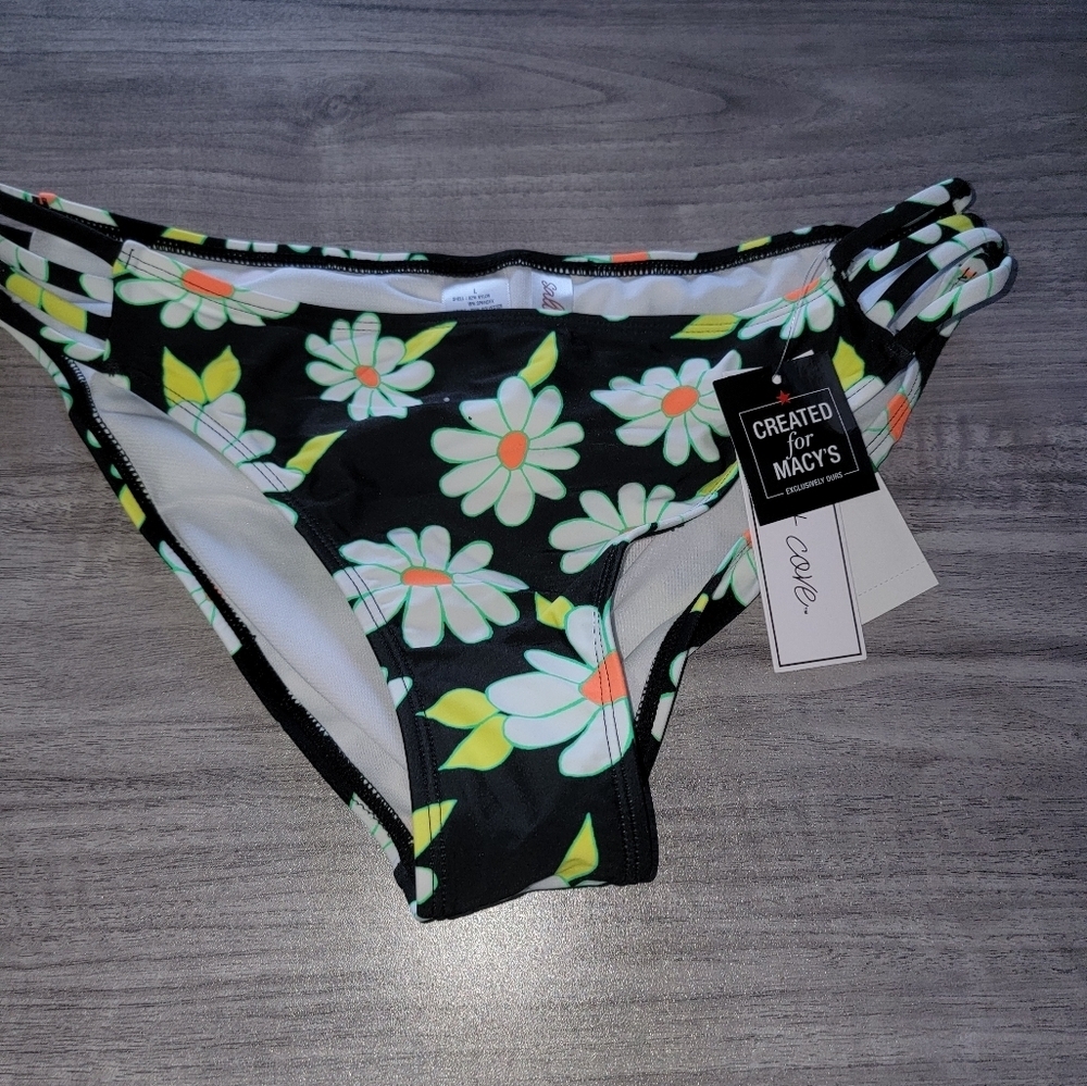 NWT Salt + Cove Floral Bikini Bottoms With Cutout Sides